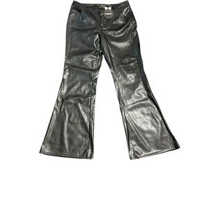 NWT Dollhouse High Rise Flare Black Polyurethane Pants Size 13/14